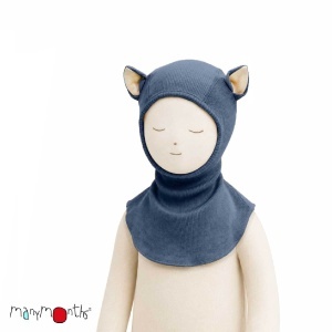 Cagula ManyMonths Fox Ears lână merinos - Moondust Blue