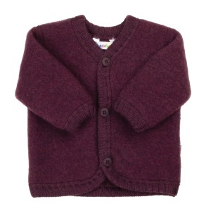 Cardigan lână merinos fleece, Joha - Plum