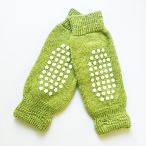 Jambiere Hirsch Natur din lână organica cu stopper anti-alunecare - Green