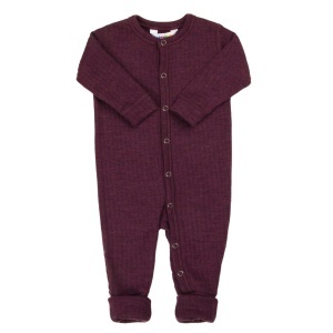 Overall lână merinos cu/fara sosete Joha - Plum