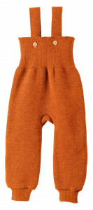 Pantaloni cu bretele lână merinos Disana - Orange