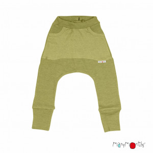 Pantaloni ManyMonths Kangaroo lână merinos - Pea Green
