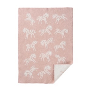 Patură din lână bebelusi Klippan - Pony Dusty Pink (65x90 cm)