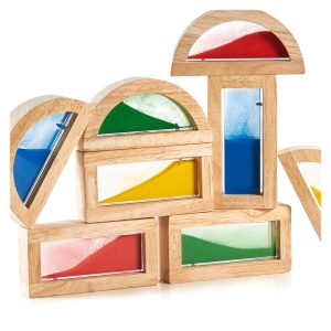 Rainbow Blocks cu nisip colorat, Guidecraft - Img 4