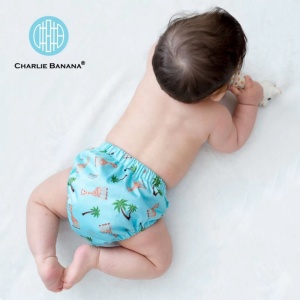 Scutec textil refolosibil Charlie Banana cu inserturi din cânepă, Sophie La Girafe Blue