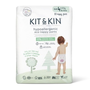 Scutece-chilotel Hipoalergenice Eco Kit&Kin Pull Up Maxi, Marimea 4, 9-15 kg, 22 buc