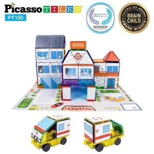 Set PicassoTiles Master Builder 300 piese de construcție (magnetice și accesorii) 3-în-1