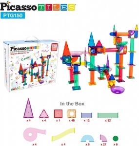 Set PicassoTiles Traseu pentru bile (marble run) - 150 de piese