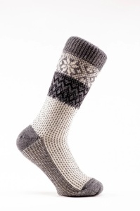 Șosete adulți groase din lână - Snowfall Black, Hirsch Natur
