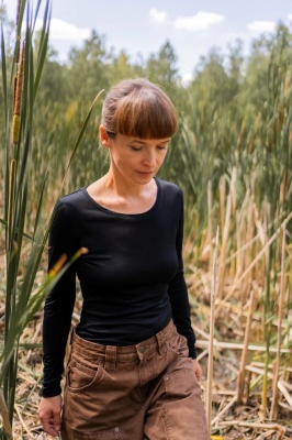 Bluză de corp femei lână merinos extrafină Paterns - Black