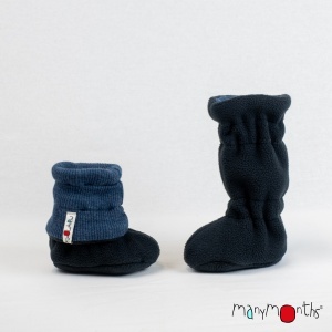 Botosei ajustabili lână merinos ManyMonths Winter Booties - Moondust Blue
