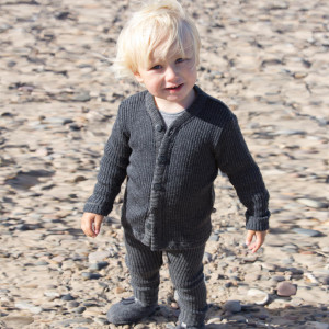 Cardigan din lână merinos Joha - Rib Basic Dark Grey