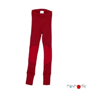 Colanți lână merinos Manymonths cu protecții genunchi - Patches Wild Pomegranate