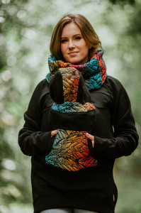 Hanorac pentru babywearing Lennylamb -Black/Symphony Rainbow Dark