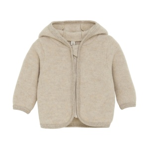 Jachetă cu urechi lână merinos fleece, Huttelihut - Camel Melange