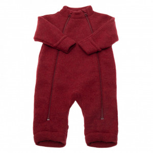 Overall cu mănuși și botoșei lână merinos fleece, Joha - Basic Bordeaux