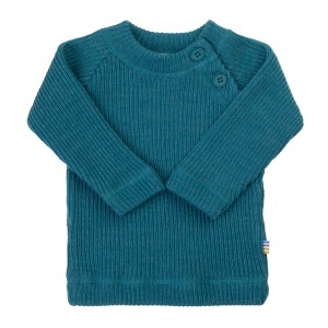 Pulover din lână merinos Joha - Rib Turquoise