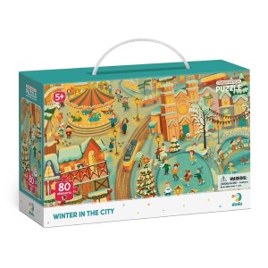 Puzzle de observare, Iarna in oras, 80 piese - Dodo Toys
