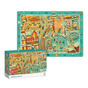 Puzzle de observare, Iarna in oras, 80 piese - Dodo Toys - Img 3