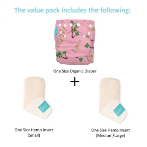 Scutec textil refolosibil Charlie Banana cu inserturi din cânepă, Sophie La Girafe Pink