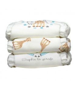 Set 3 scutece textile Charlie Banana Classic cu inserturi noi cu fleece, Sophie la Girafe