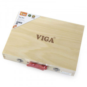 Trusa de scule din lemn (cutie + 10 piese), Viga Toys