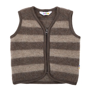 Vestă lână merinos fleece Joha - Stripe Brown