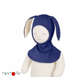 Cagula ManyMonths Bunny Ears lână merinos - Twilight Blue