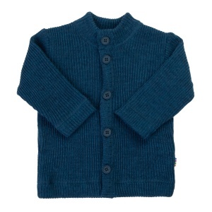 Cardigan din lână merinos Joha - Rib Dark Blue