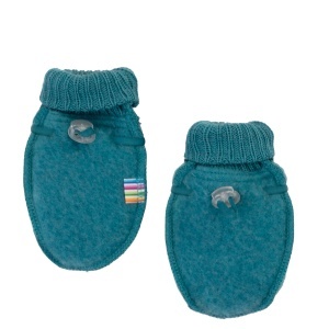 Mănuși din lână merinos fleece Joha - Turquoise