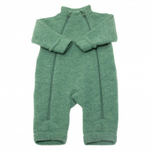 Overall cu mănuși și botoșei lână merinos fleece, Joha - Basic Green