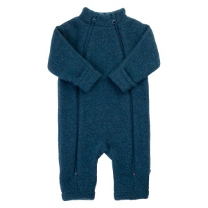 Overall lana merinos fleece Joha, cu manusi si botosei - Dark Blue