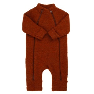 Overall lână merinos fleece Joha, cu manusi si botosei - Russet