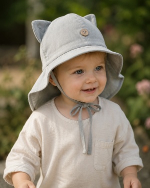 Pălărie ajustabilă ManyMonths cânepă și bumbac - Kitty Rock Grey