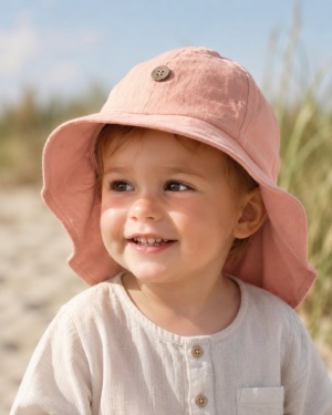 Pălărie ajustabilă ManyMonths Original cânepă si bumbac - Peach Rose