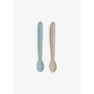 Set 2 lingurite din silicon cu coada lunga Citron, Grey/ Pastel Turquoise