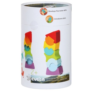 Set constructii, Turn cu acoperis rosu - Jucarie din lemn, Cubika