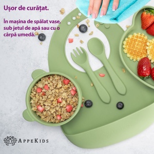Set Diversificare, AppeKids, 100% Silicon, Panda - Raw Green - Img 5