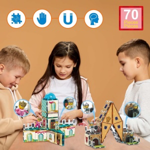 Set PicassoTiles Castel Medieval 70 piese magnetice de construcție 2-în-1