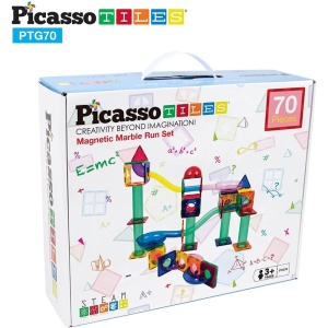 Set PicassoTiles Traseu magnetic pentru bile (marble run) - 70 de piese