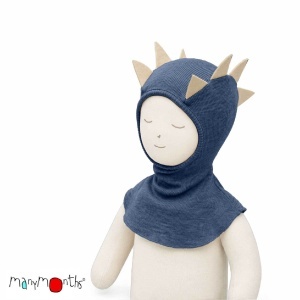 Cagulă lână merinos ManyMonths Dino - Moondust Blue
