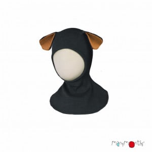 Cagulă ManyMonths Puppy lână merinos - Foggy Black