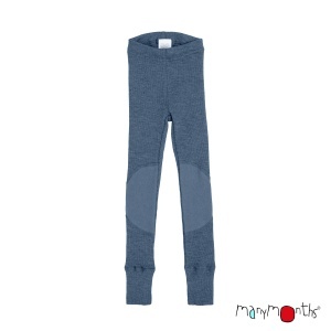 Colanți lână merinos Manymonths cu protecții genunchi - Patches Moondust Blue