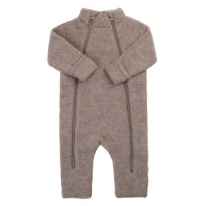 Overall lana merinos fleece Joha, cu manusi si botosei - Basic Sesame Melange