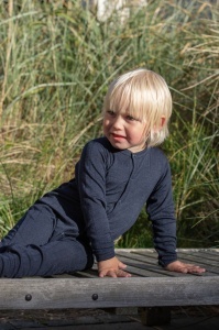 Overall/Pijama lână merinos cu/fara sosete Joha - Basic Navy - Img 3