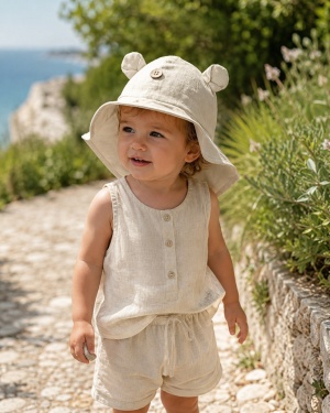 Pălărie ajustabilă ManyMonths Teddy Bear cânepă și bumbac - Beach Dust