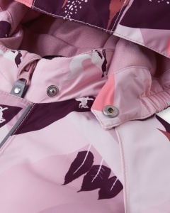 Salopetă de iarnă ReimaTec - Puhuri Grey Pink detaliu gluga