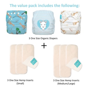 Set 3 Scutece Textile Charlie Banana - Sophie La Girafe Organic Blue
