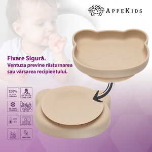 Set Diversificare, AppeKids, 100% Silicon, Panda - Bubble Beige - Img 3