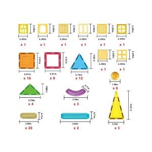 Set PicassoTiles 82 piese magnetice de construcție, tije și bile